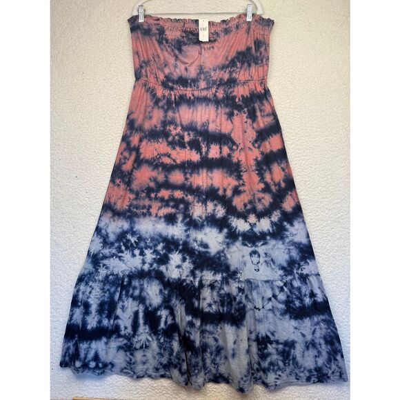 NWT Anthropologie Amadi Strapless Tie Dye Maxi Dress‎ Whimsy Tiered Size Large - Picture 1 of 9